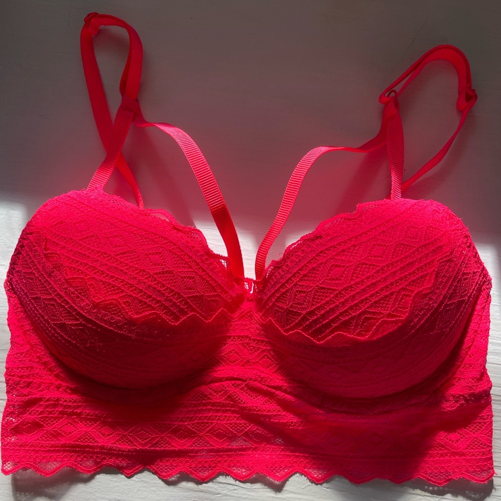 2 Victoria’s Secret Bralettes - White/Ivory & Bright Pink